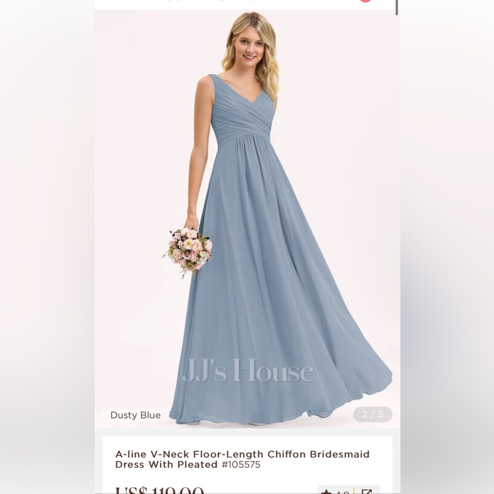 JJ’s House A-line V-Neck Floor-Length Chiffon Bridesmaid Dress